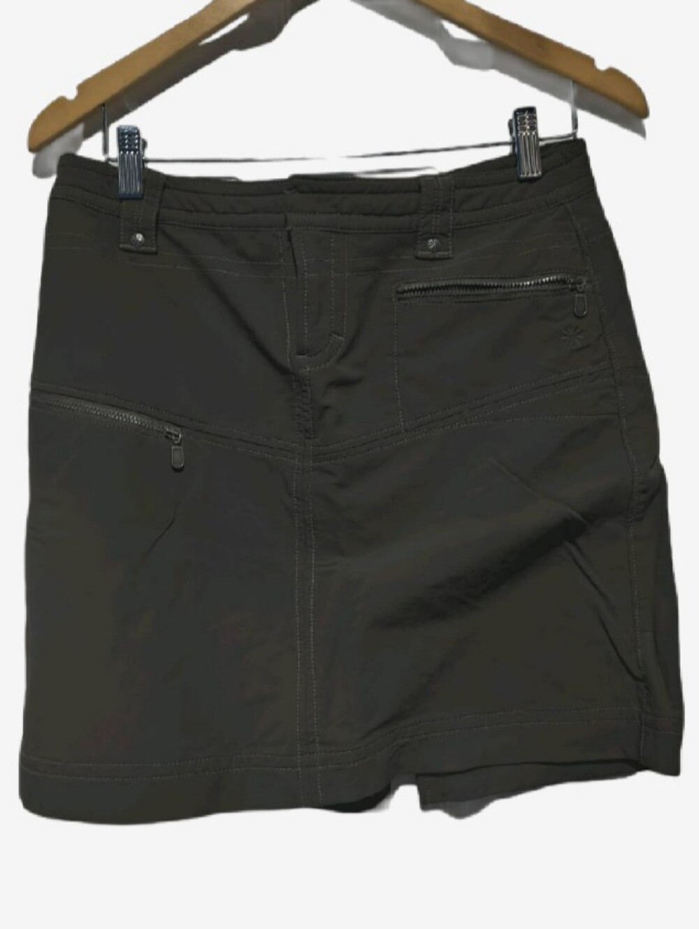 Athleta Olive Green Utility Hiking Skirt Zip Pockets Gorpcore Size 4